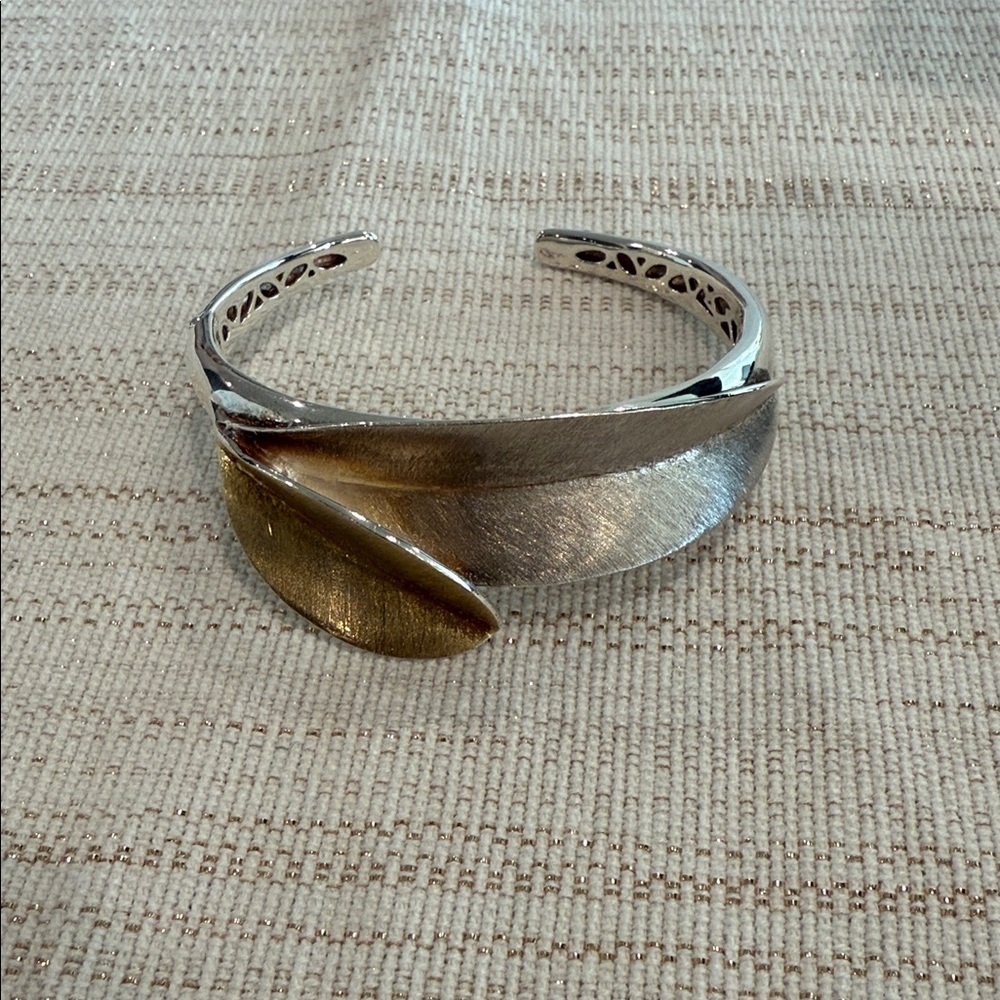 Never worn - Rustic Cuff Gold and Silver Leaf Bracelet.